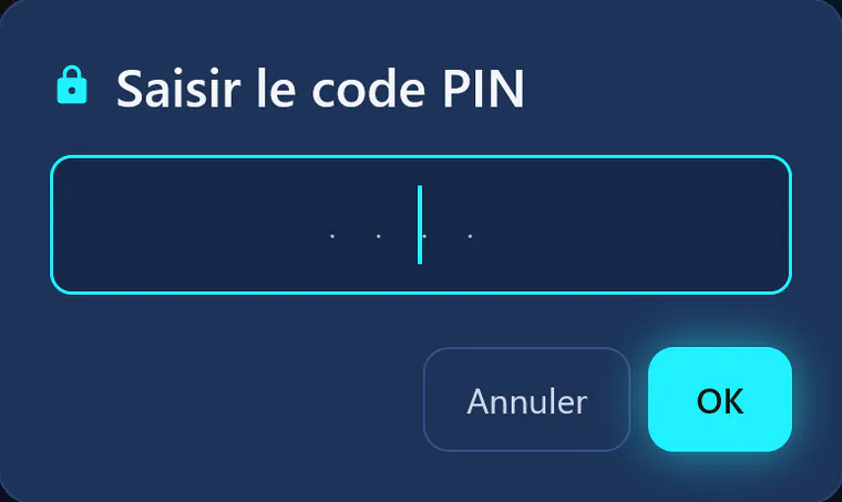 visiv dans le profil enfant : pour passer à un autre profil, visiv demande le code PIN.