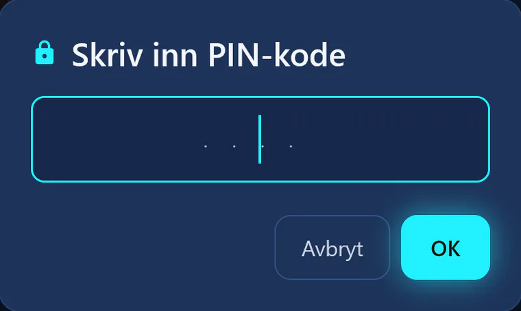 visiv i barneprofilen: Ved bytte til en annen profil ber visiv om PIN-koden.