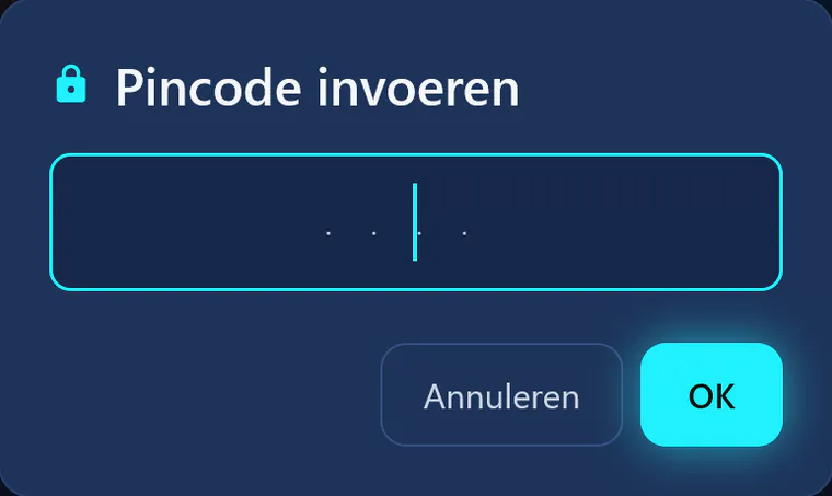 visiv in het kinderprofiel: bij het wisselen naar een ander profiel vraagt visiv om de pincode.